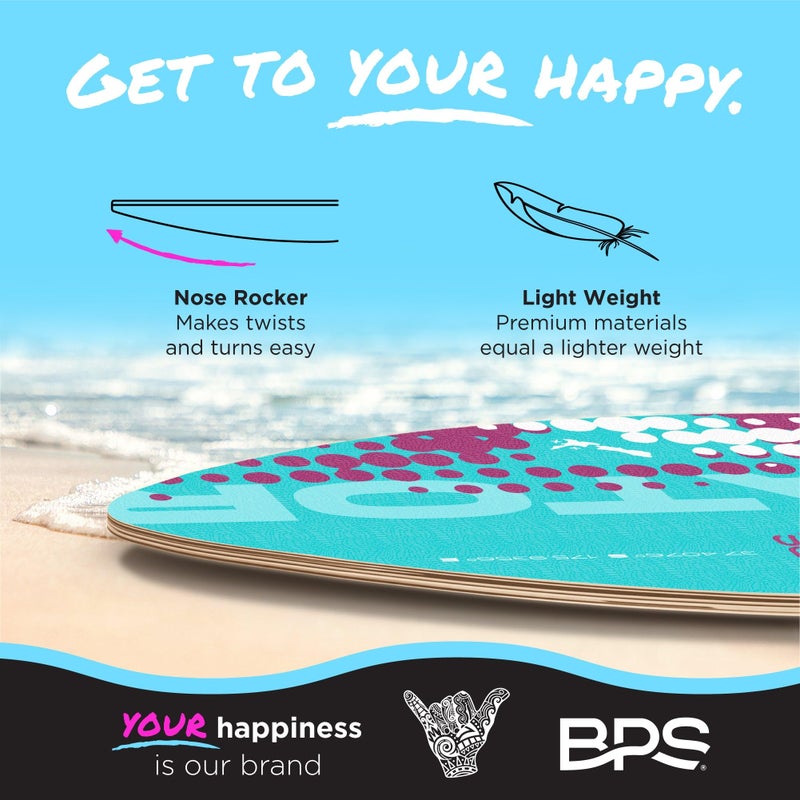 BPS 'Gator' 35" Skim Board - Epoxy Coated Wood Skimboard with Traction Pad - No Wax Needed - Skimboard for Kids and Adults (Fluorescent Blue) - Image 5